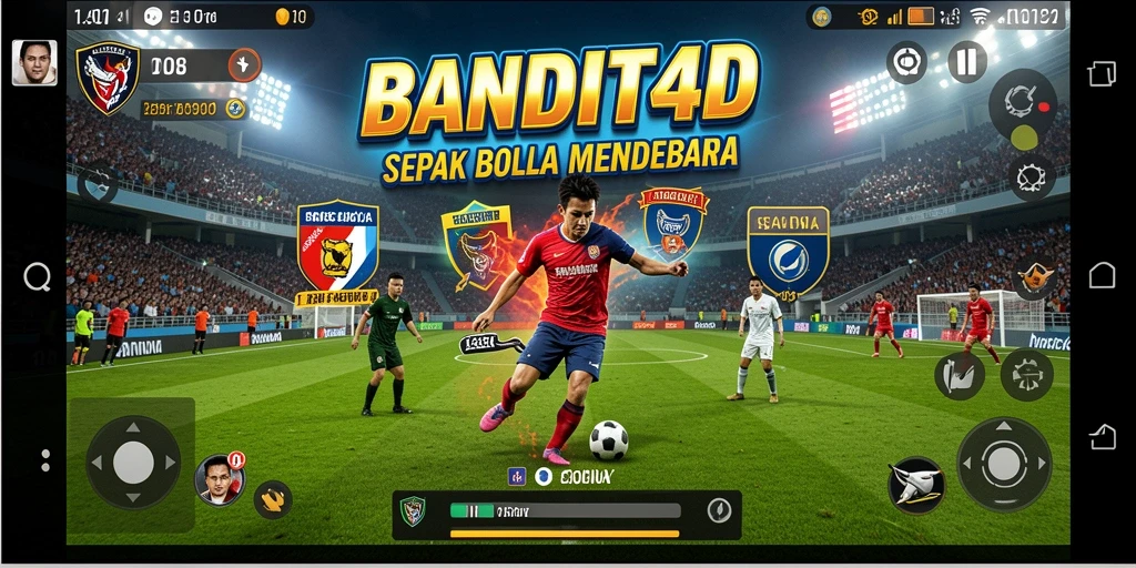 Tampilan gameplay menarik dalam BANDIT4D, penuh aksi sepak bola.