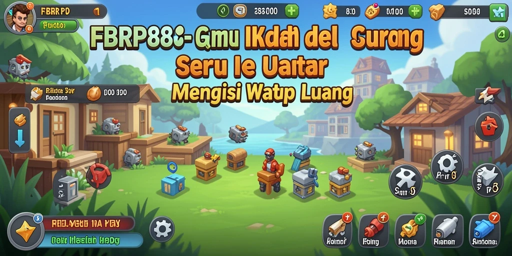 Tampilan layar utama FBRP88 dengan berbagai karakter dan sumber daya.