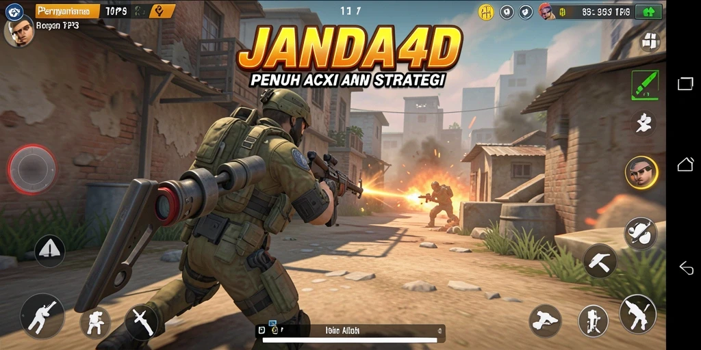 Tampilan gameplay mendebarkan di JANDA4D dengan aksi TPS yang intens.