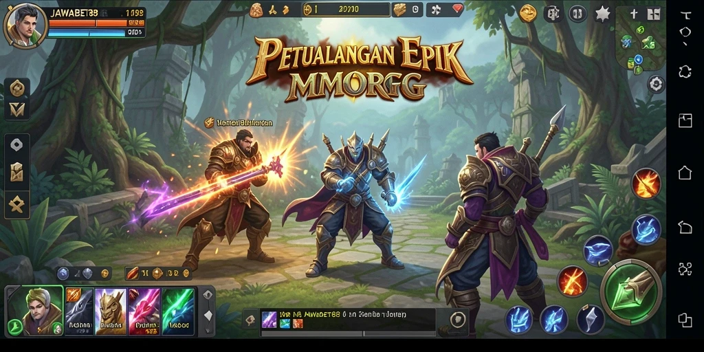 Tangkapan layar gameplay JAWABET88 dengan aksi seru dalam dunia MMORPG.