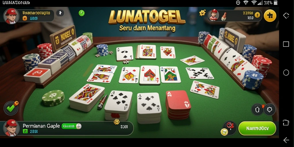 Screenshot gameplay dari LUNATOGEL yang menampilkan serunya bermain Gaple.