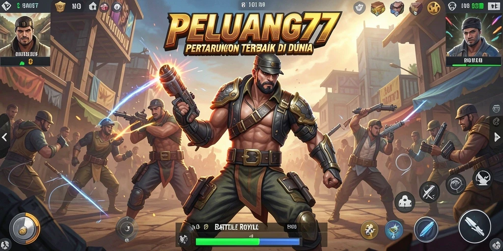 Screenshot PELUANG77 menampilkan momen intens pertempuran Battle Royale.