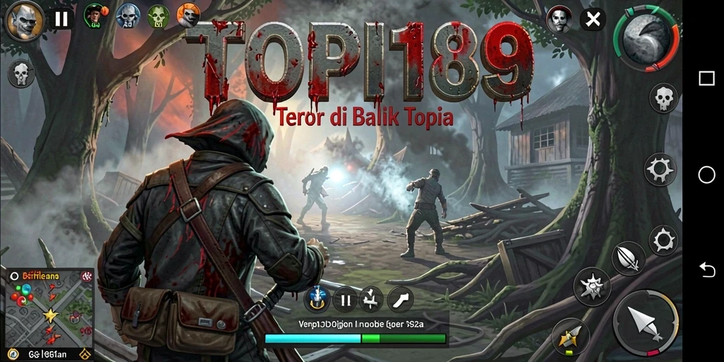 Screenshot gameplay TOPI189 menunjukkan suasana horor yang mencekam.