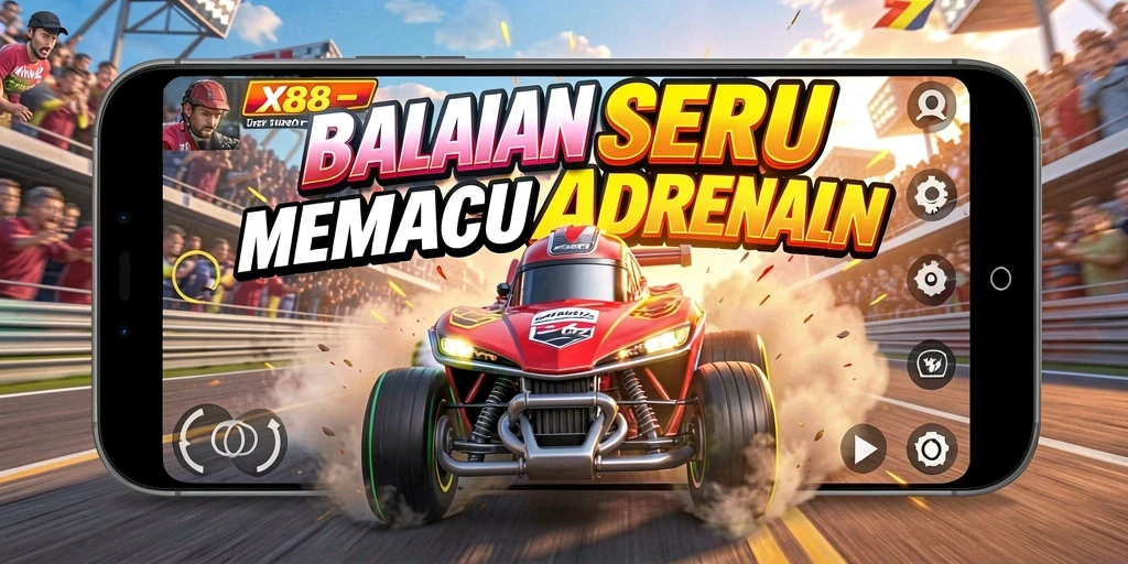Tampilan gameplay balapan X88 yang memukau dan mendebarkan.